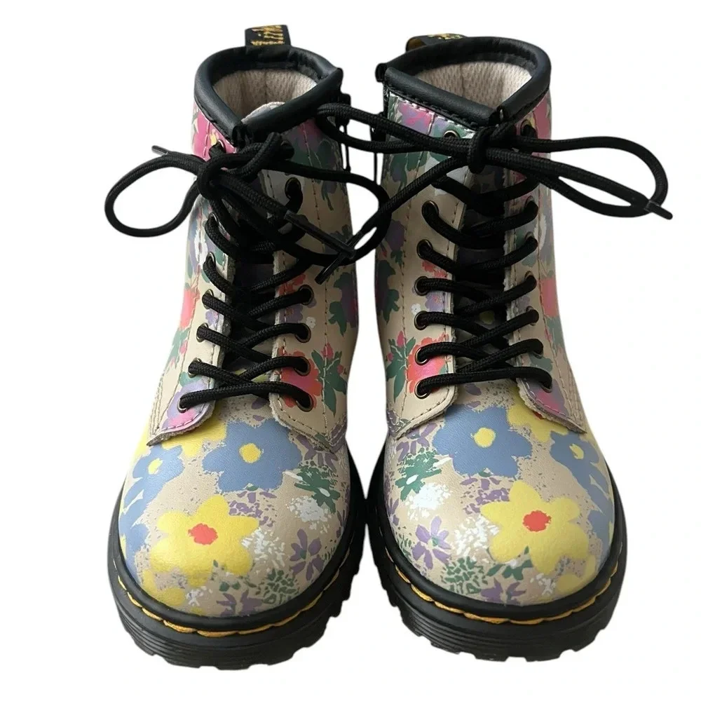 NWOB Dr. Martens Youth Pascal Floral Mashup Backband Boots c8